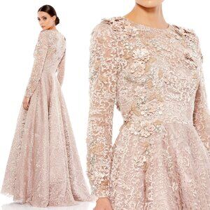 EMBELLISHED ILLUSION LONG SLEEVE A LINE GOWN | MAC DUGGAL 11121